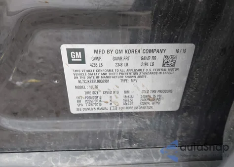 2020 Chevrolet Trax Fwd Ls из США, поврежденный, VIN KL7CJKSB5LB038981